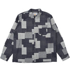 Patterned shirt with geometric design on a white background