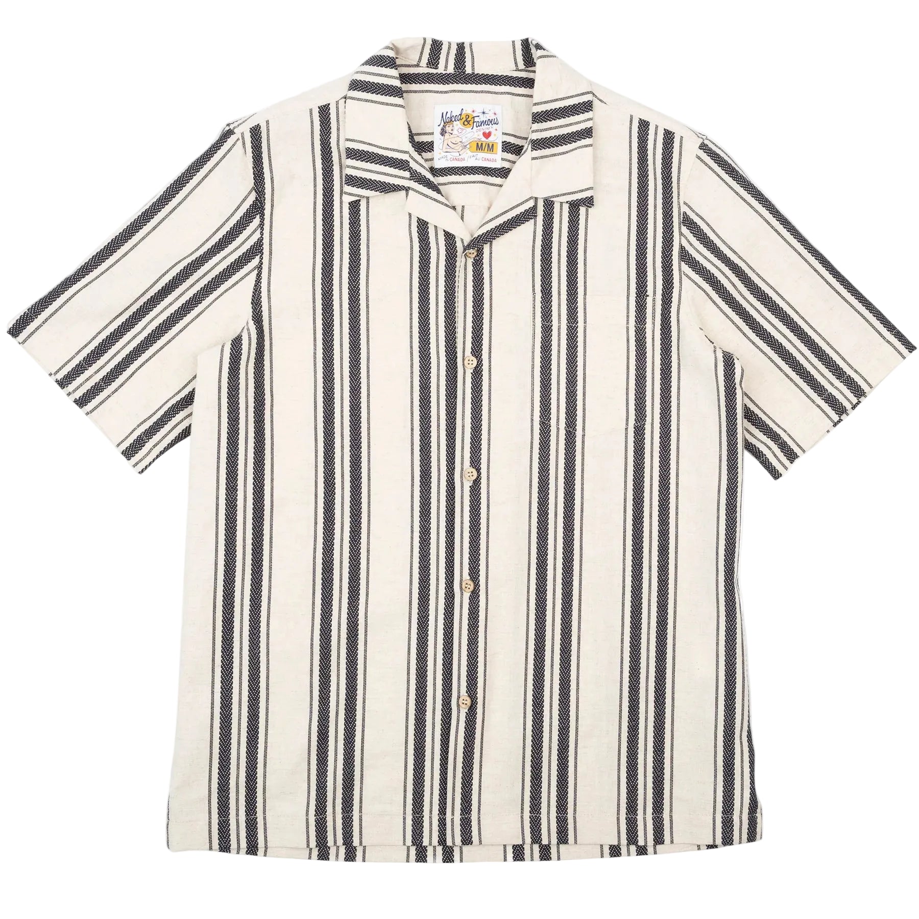 Striped short-sleeve shirt on a white background