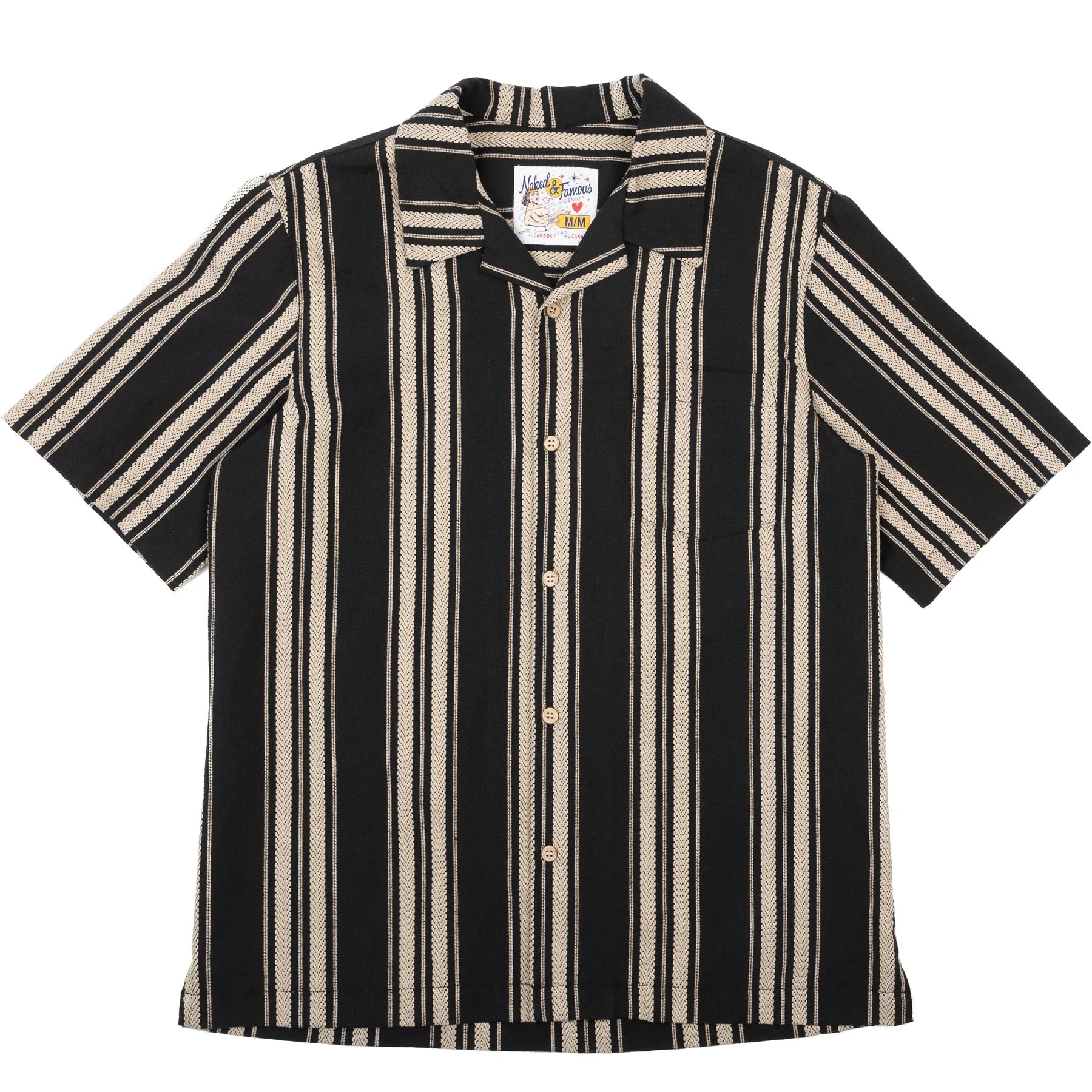 Black and beige striped shirt on a white background
