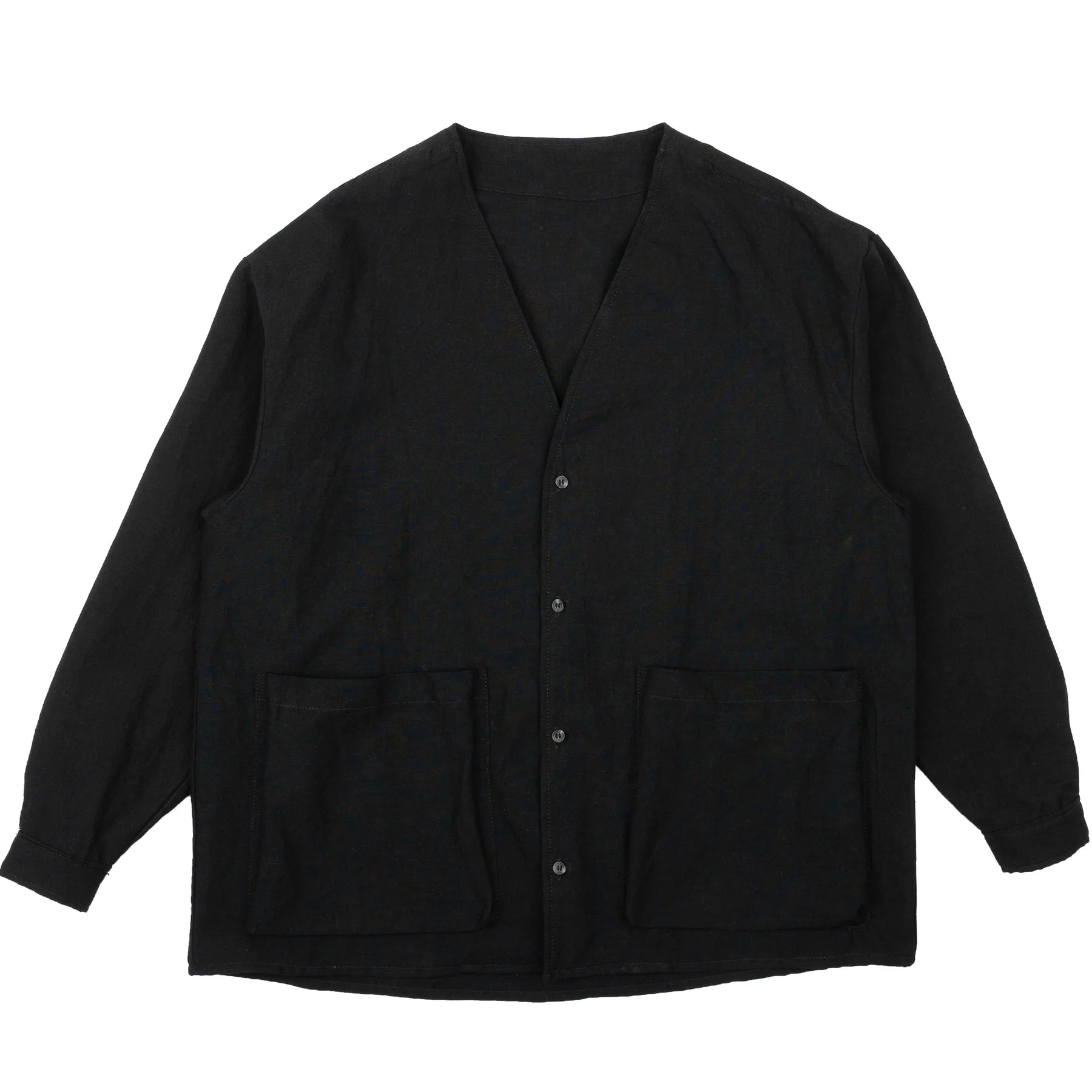 Black jacket with two front pockets on a white background