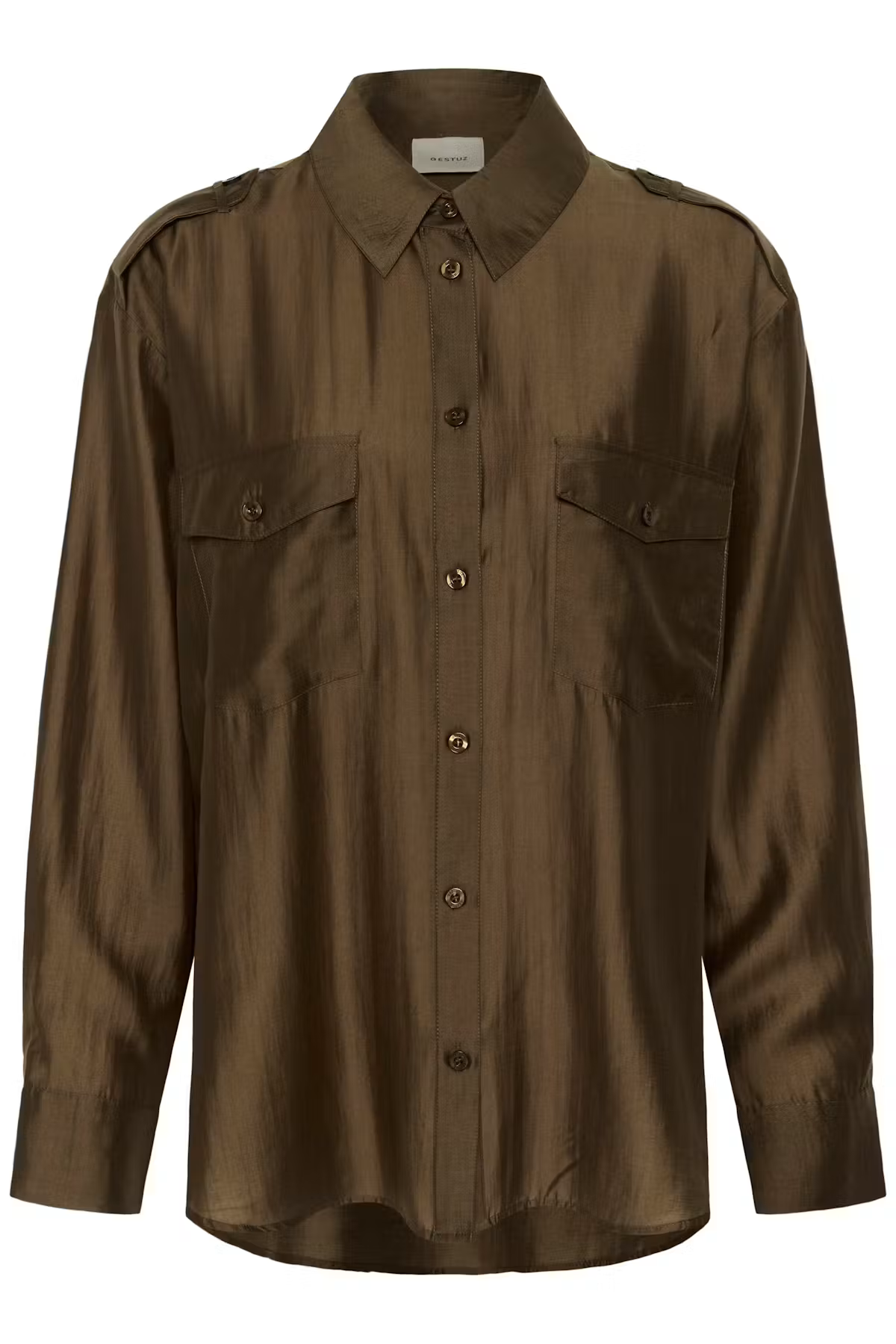Brown shirt with two front pockets on a white background