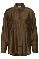 Brown shirt with two front pockets on a white background