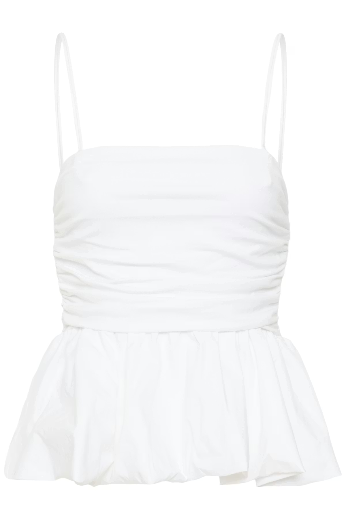White ruched top on a white background