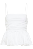 White ruched top on a white background