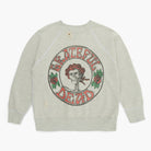 Gray sweatshirt with a graphic design on a white background