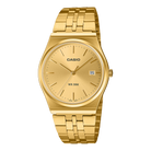 Gold Casio watch on a white background
