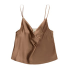 Brown satin camisole on a white background