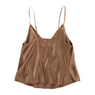 Brown satin camisole on a white background