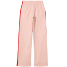 Pink pants with red stripes on a white background