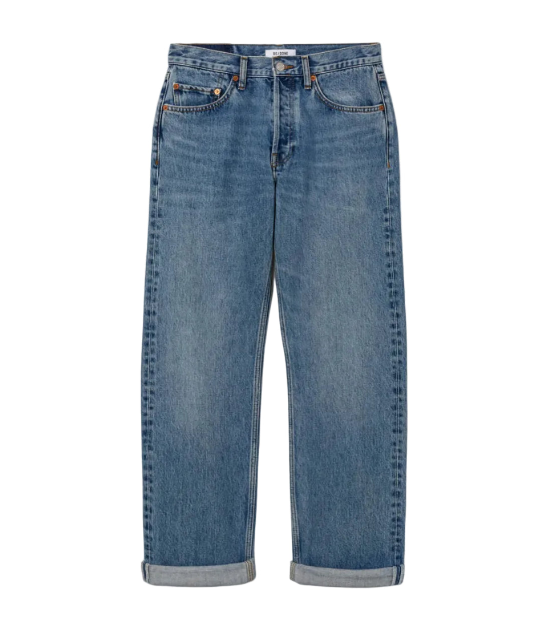 Blue jeans on a white background