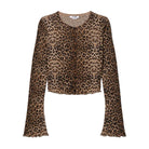 Leopard print long-sleeve top on a white background