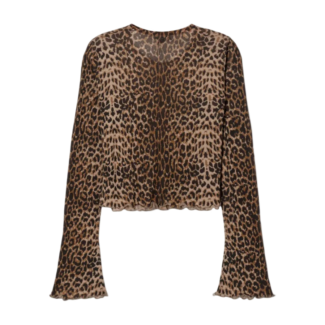 Leopard print long-sleeve top on a white background