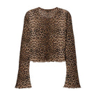 Leopard print long-sleeve top on a white background