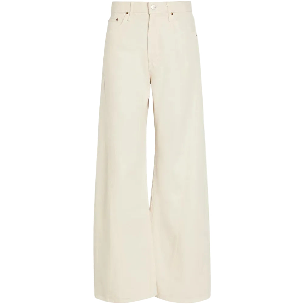 White wide-leg pants on a white background