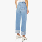 MOTHER Half-Pipe Ankle Cuff Fray jeans in LAST BIT wash, back view showing cuffed hem