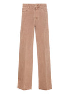 Pair of brown jeans on a white background