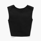 Black sleeveless top on a white background