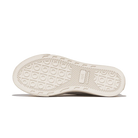White sneaker sole with patterned tread on a white background