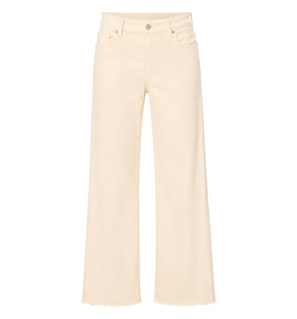 Beige wide-leg pants on a white background