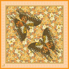 Butterfly pattern with orange and brown colors on a matching background