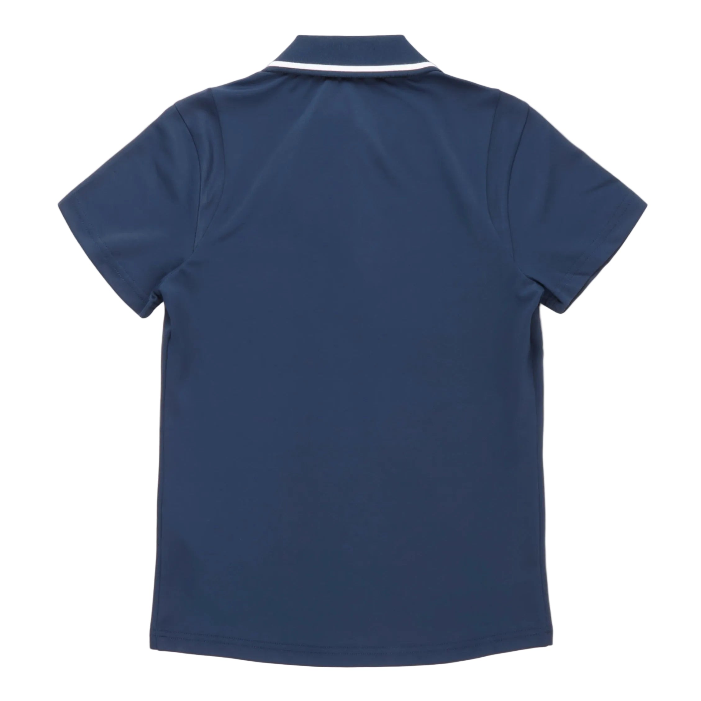 Navy blue polo shirt on a white background