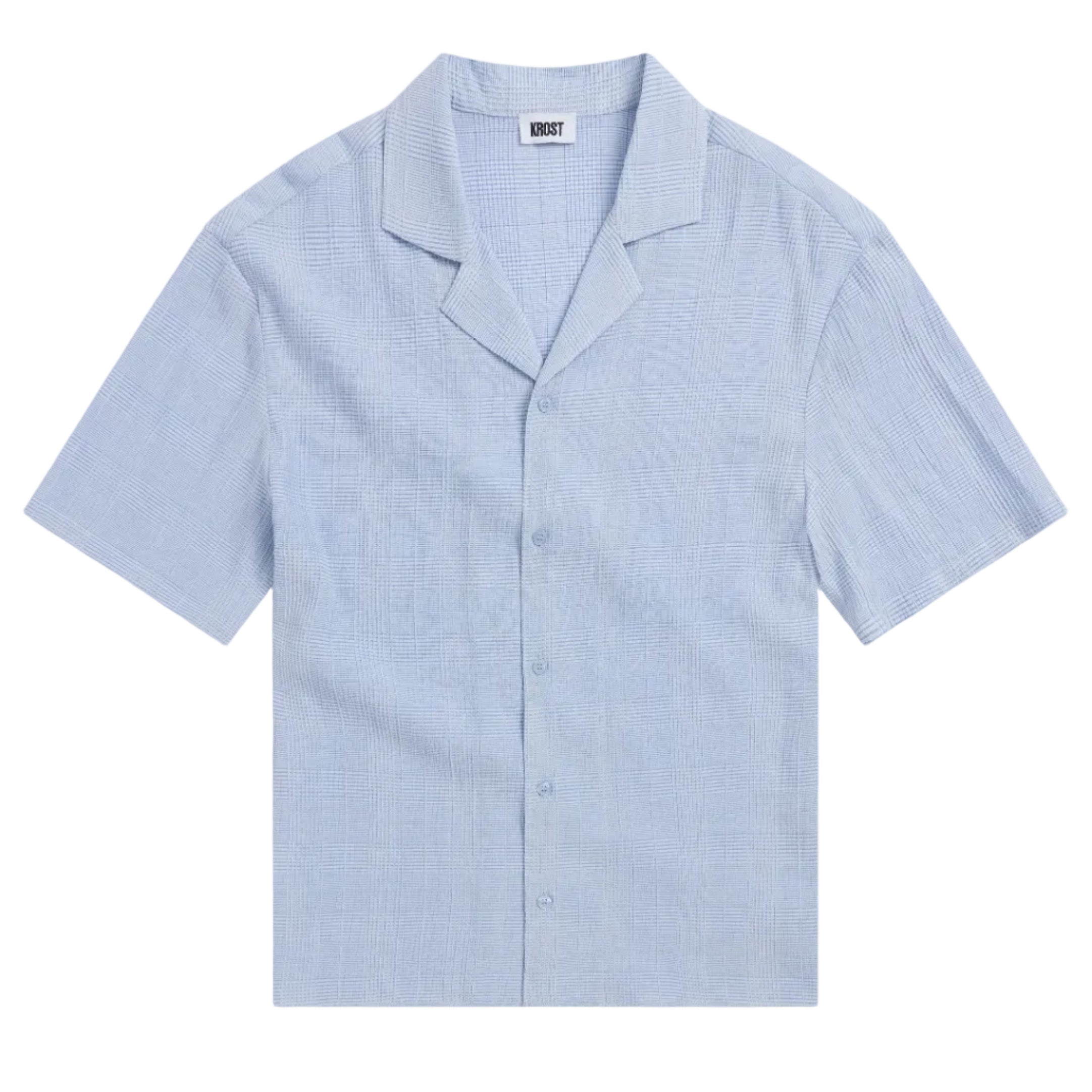 Light blue short-sleeve shirt on a white background