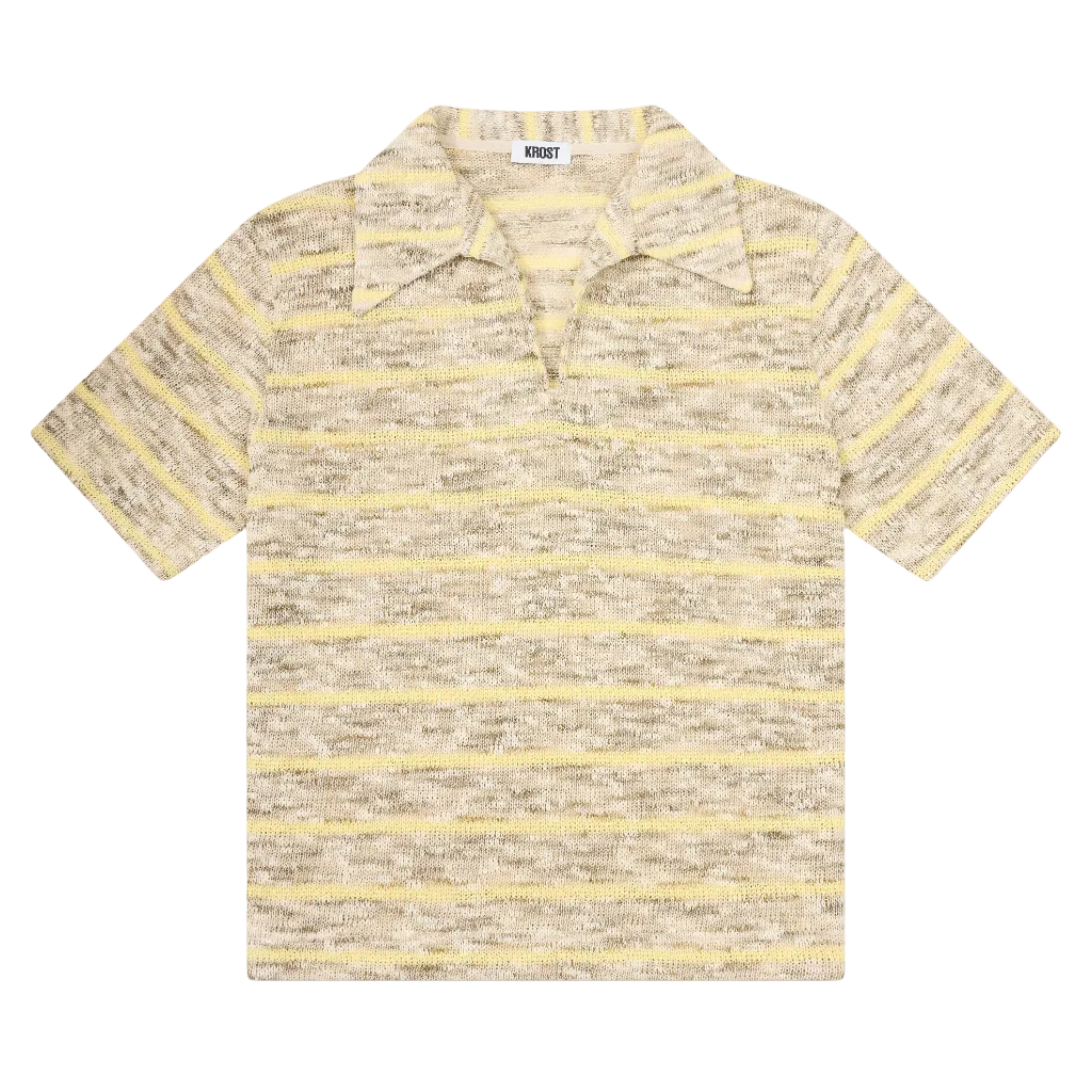 Yellow and beige striped shirt on a white background