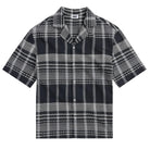 Navy and white checkered shirt on a white background