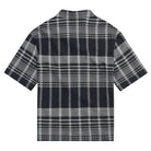 Navy and white plaid shirt on a white background