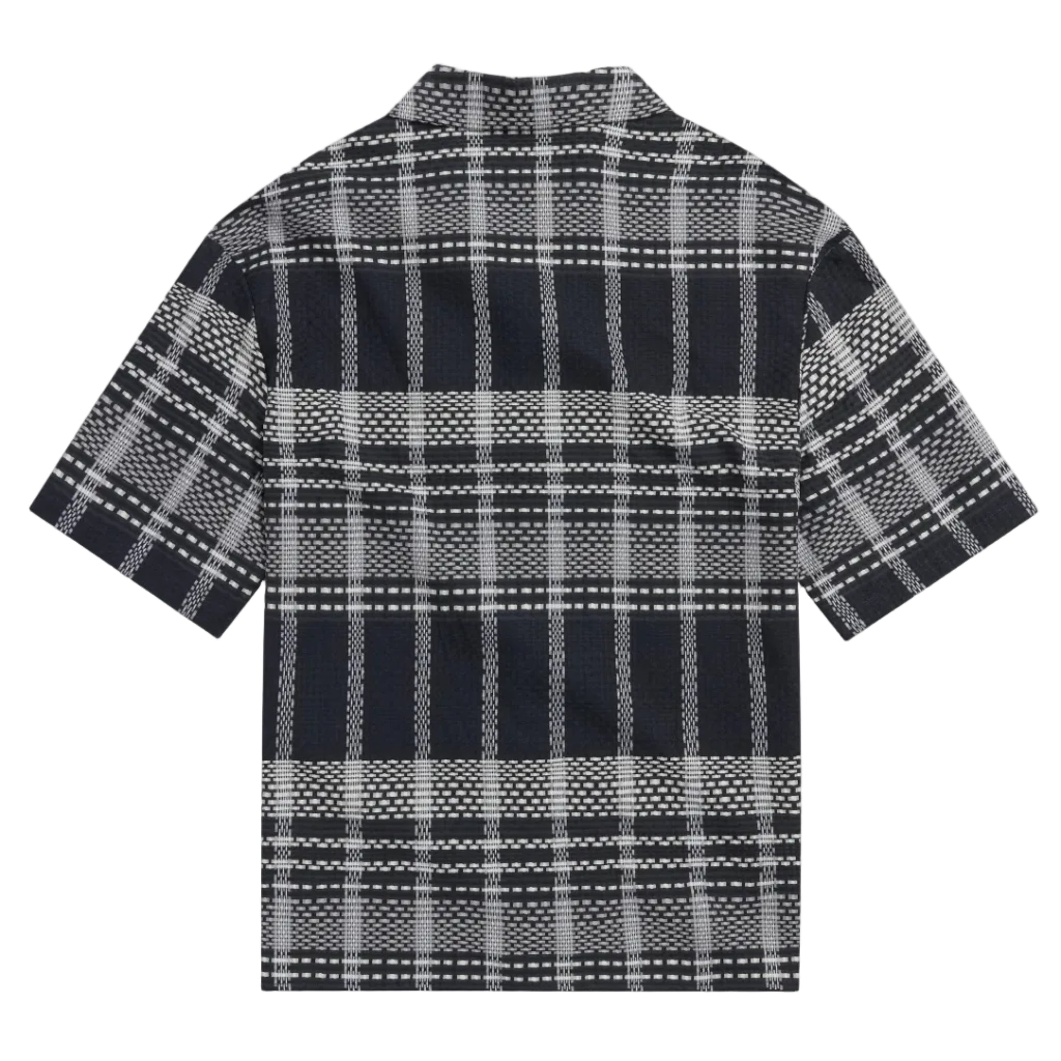 Navy and white plaid shirt on a white background