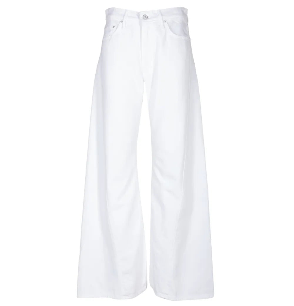 White wide-leg pants on a white background