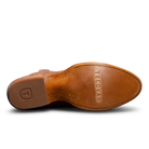 Sole of brown cowboy boots on a white background