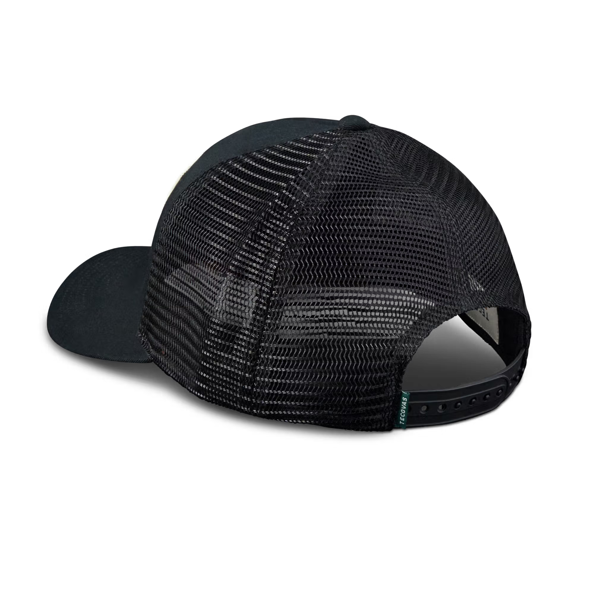 Black mesh cap on a white background