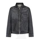 Black denim jacket on a white background