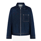 Blue denim jacket on a white background