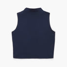 Navy blue sleeveless top on a white background
