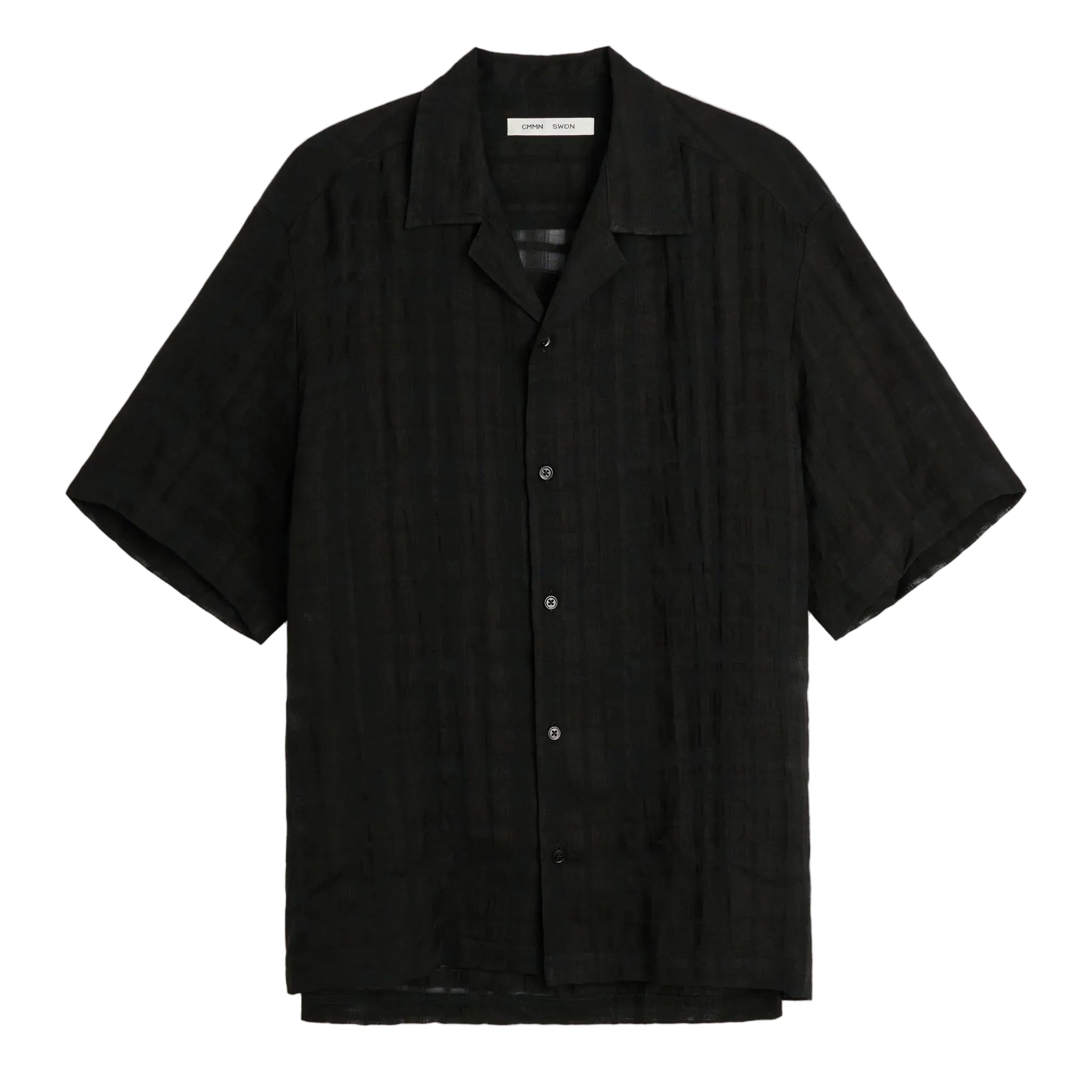 Black short-sleeve shirt on a white background