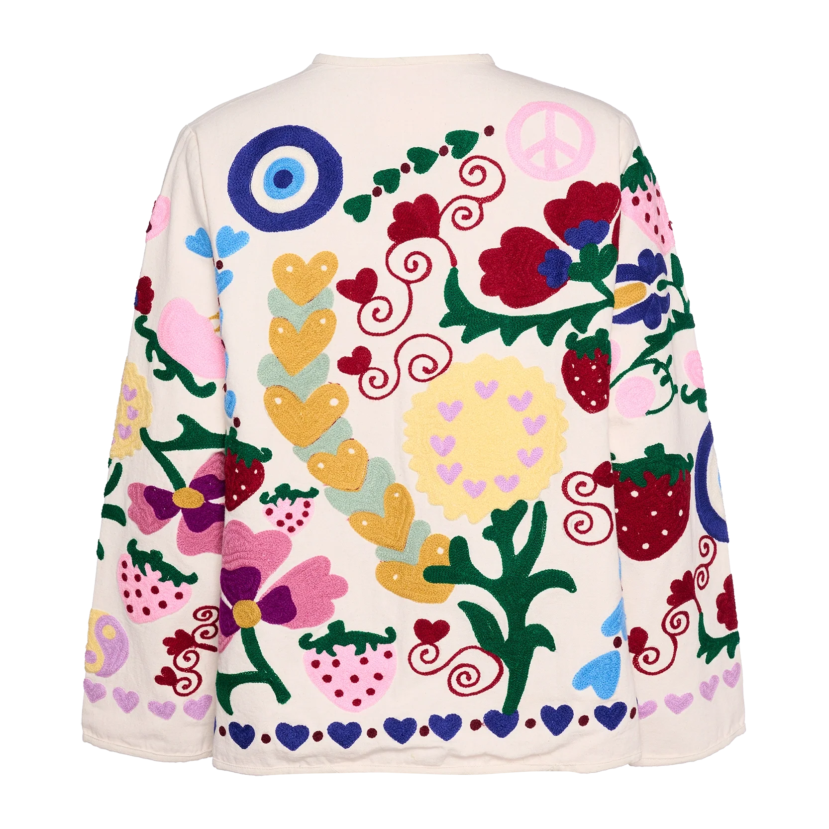 Colorful patterned jacket on a white background