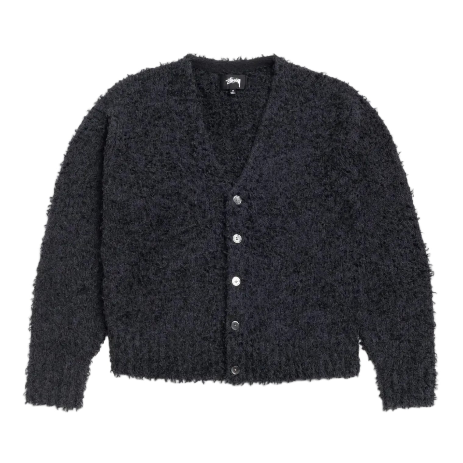 Black cardigan on a white background