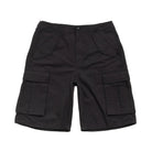 Black cargo shorts on a white background