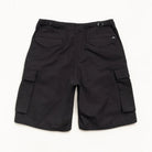 Black cargo shorts on a white background