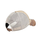 Beige and brown mesh cap on a white background