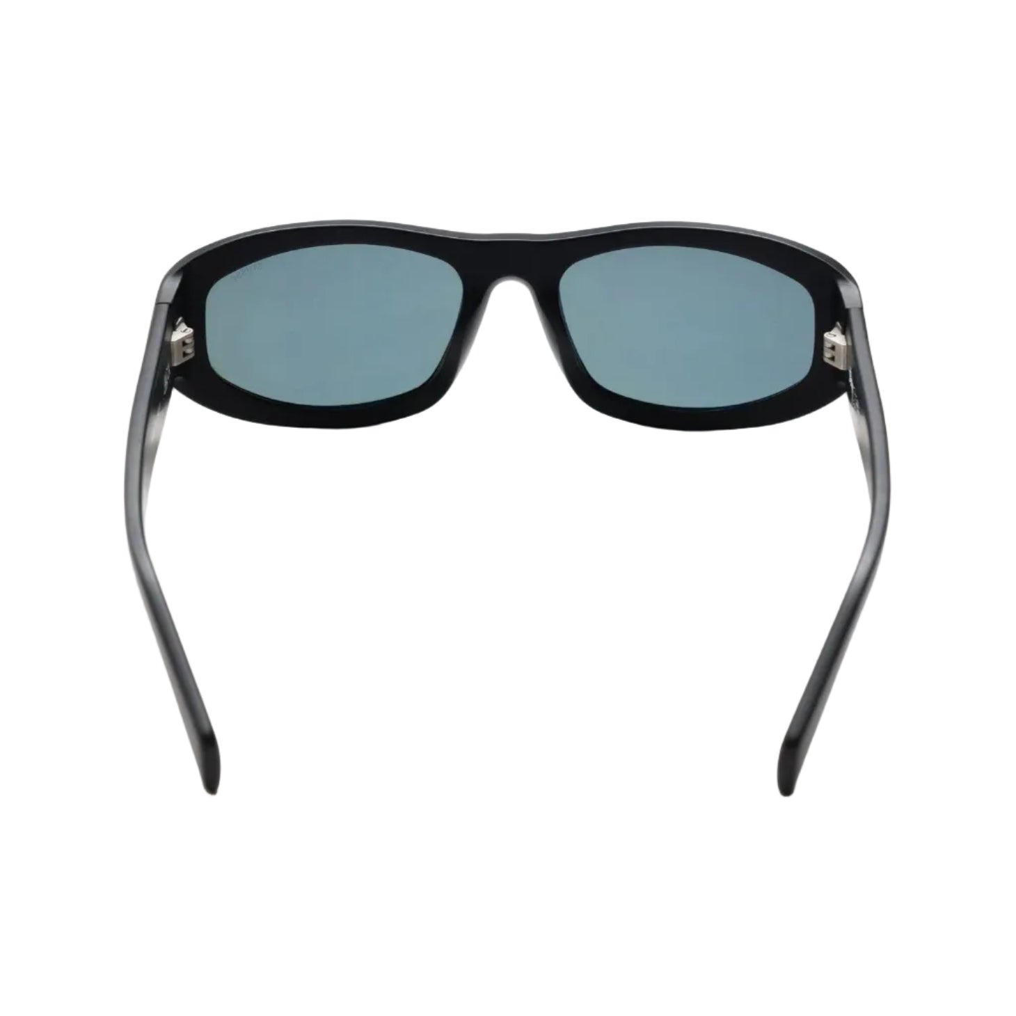 Black sunglasses with dark lenses on a white background