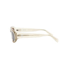 Sunglasses with a clear frame on a white background