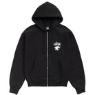 Black hoodie with a logo on the chest on a white background