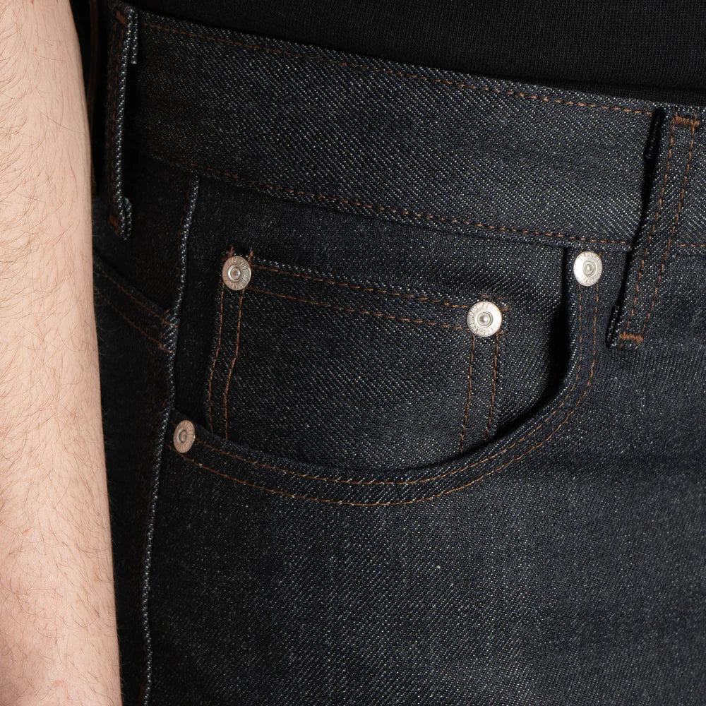 Close-up of the coin pocket of a dark blue jean