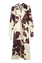 Cream kimono with a floral pattern on a white background