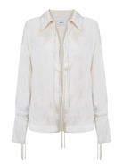 White shirt with zipper details on a white background