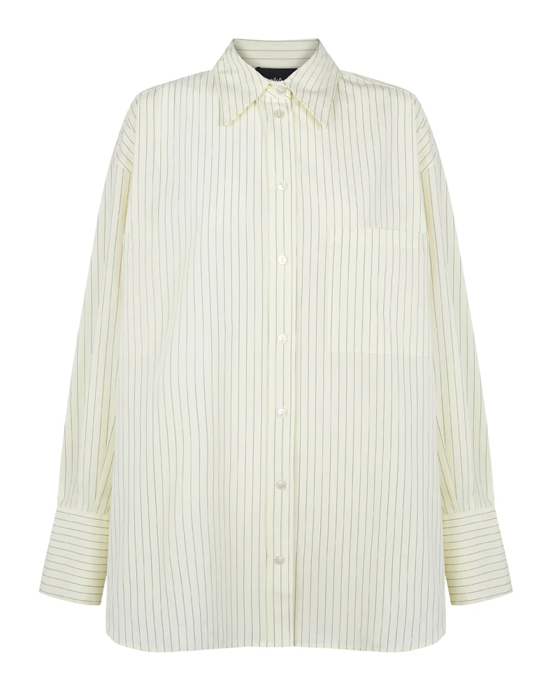 Yellow shirt with pinstripes on a white background