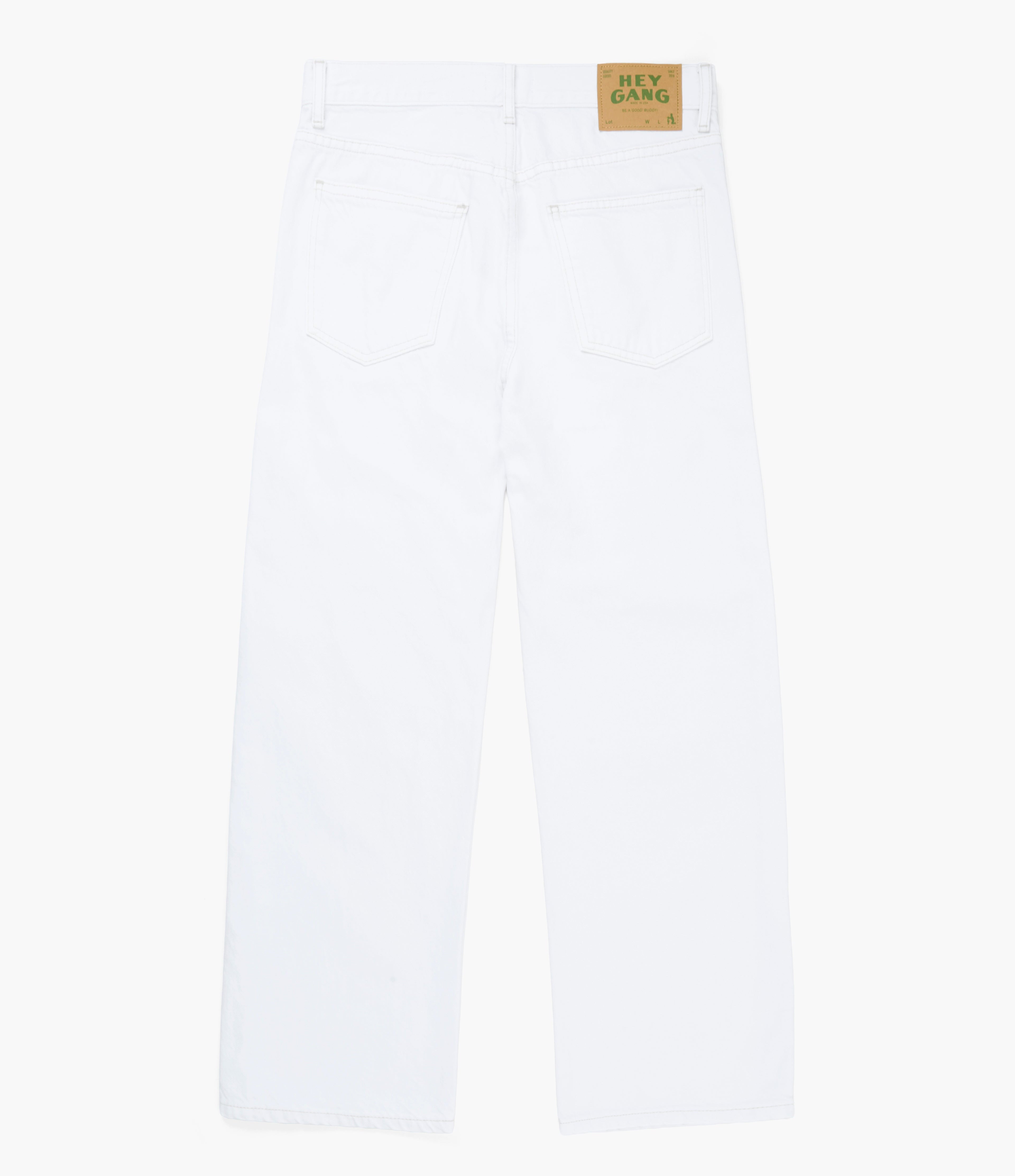 White t-shirt with a brand label on a white background